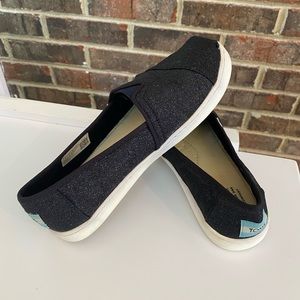Iridescent Black Glitter Toms Youth 3